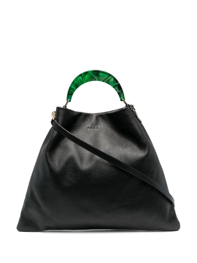 Marni Leather Tote Bag In Black