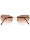 Cartier Gradient-lens Square Sunglasses In Gold
