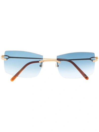 Cartier Gradient-lens Rectangle Sunglasses In Gold