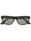 Gucci Sylvie Web Stripe Tortoiseshell Rectangle-frame Sunglasses In Brown