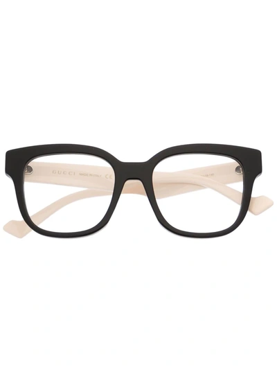 Gucci Square-frame Two-tone Glasses In Nude