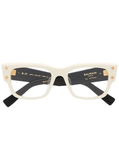 Balmain Eyewear Square-frame Two-tone Glasses In Nude
