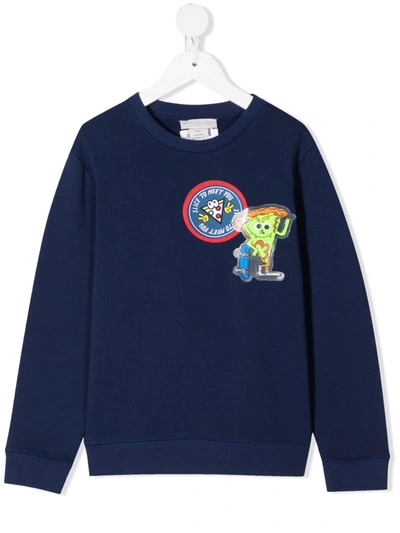 Stella Mccartney Kids' 比萨饼徽章卫衣 In Blue