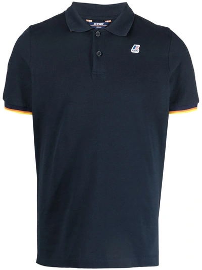 K-way R&d Logo Embroidered Polo Shirt In Blau