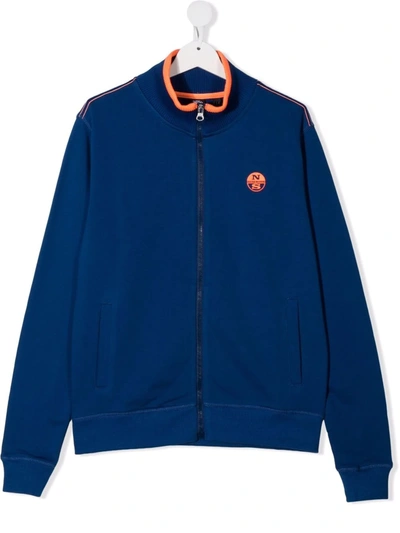 North Sails Teen Logo-print Zip-up Jacket In Blue