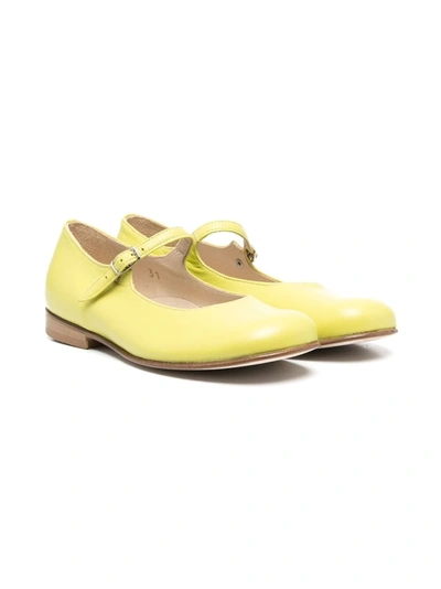 Pèpè Kids' Marina Leather Ballerina Shoes In Yellow