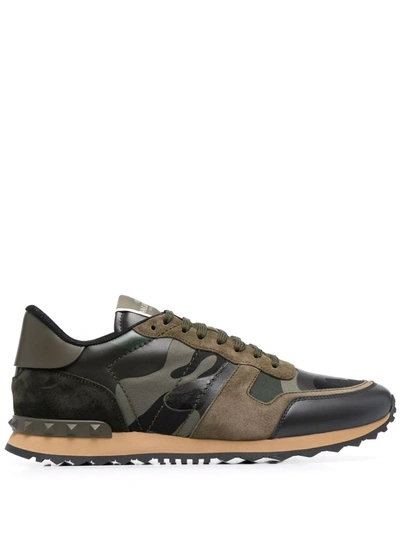 Valentino Garavani Rockrunner Camouflage-print Sneakers In Green