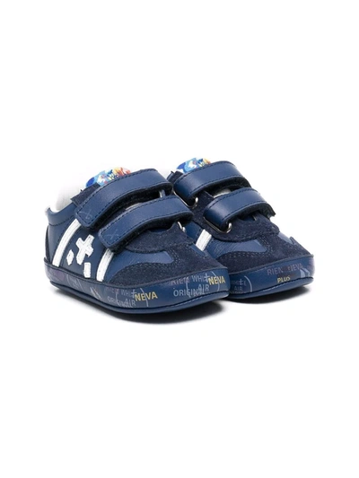 Premiata Kids' Andy Touch-strap Sneakers In Blue