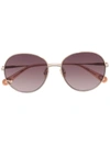 Chloé Round Metal Frame Sunglasses In Gold