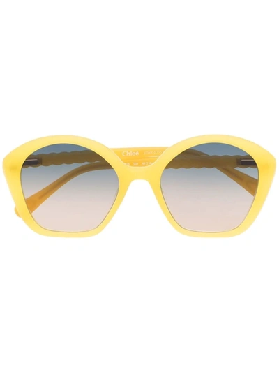 Chloé Kids' Oversize Braided Frame Sunglasses In Yellow