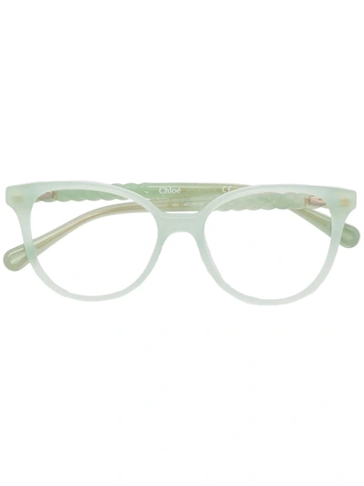 Chloé Kids' Rectangle Braided Frame Glasses In Green