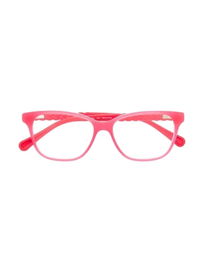 Chloé Kids' Rectangle Braided Frame Glasses In Pink