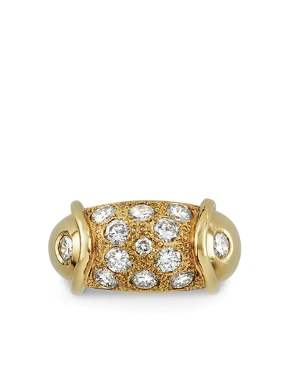 Pre-owned Pragnell Vintage 1941-1960 18kt Yellow Gold Retro Diamond Cocktail Ring