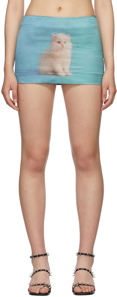 Ashley Williams Blue Silk Mini Skirt In Blue Cat | ModeSens
