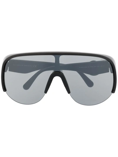 Moncler Mirrored Injection Plastic Shield Sunglasses In Black Smoke Mirror