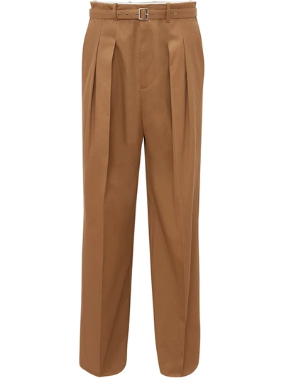 Jw Anderson Front Pleat Wide Leg Trousers In Brown