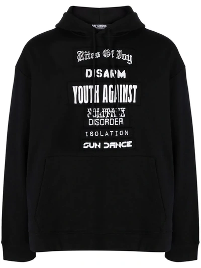 Raf Simons Relaxed Fit Cotton Hoodie With Drawstring In Black