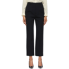 SAINT LAURENT BLACK WOOL CROPPED FLARED TROUSERS