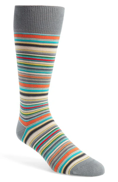 Paul Smith Striped Ribbed Cotton-blend Socks In Gray