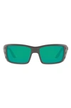 Costa Del Mar 63mm Oversize Polarized Rectangular Sunglasses In Silver