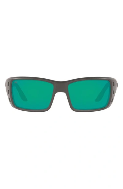 Costa Del Mar 63mm Oversize Polarized Rectangular Sunglasses In Silver
