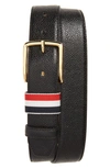 Thom Browne Rwb Loop Leather Belt In Black