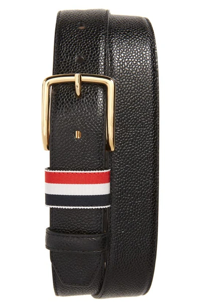 Thom Browne Rwb Loop Leather Belt In Black