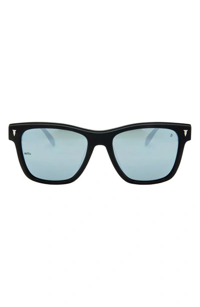 Mita The Wave 50mm Square Sunglasses In Matte Black/ Silver Mirror