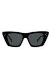 Celine 51mm Cat Eye Sunglasses In Shiny Black / Smoke