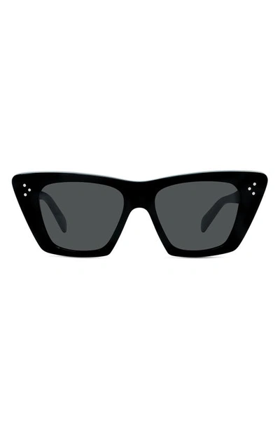 Celine 51mm Cat Eye Sunglasses In Shiny Black / Smoke