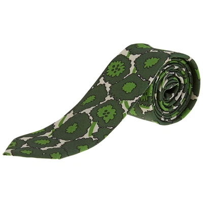 Burberry Mens Slim Cut Abstract Floral Print Silk Tie In Tourmaline Green