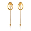 BURBERRY OVAL AND CHARM GOLD-PLATED DROP EARRINGS IN LIGHT GOLD