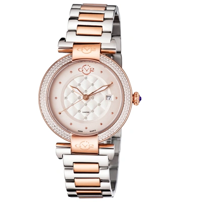 Gv2 By Gevril Berletta White Dial Diamond Ladies Watch 1505 In Two Tone  / Gold Tone / Rose / Rose Gold Tone / White