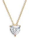 Nordstrom 2ct Tw Sterling Silver Cubic Zirconia Heart Pendant Necklace In Clear- Gold