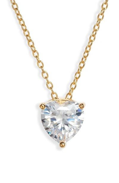 Nordstrom 2ct Tw Sterling Silver Cubic Zirconia Heart Pendant Necklace In Clear- Gold