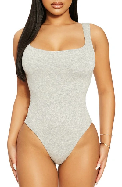 Naked Wardrobe The Nw Tank Bodysuit In Heather Grey