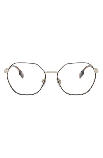 Burberry 54mm Round Optical Glasses In Gold Pink