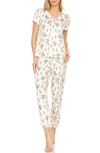 Fn By Flora Nikrooz Elsa Print Jersey Pajamas In Antique Ivory