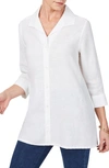 Foxcroft Sterling Button Front Non-iron Linen Shirt In White