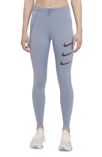 Nike Epic Luxe Run Division Women's Mid-rise Running Leggings In Ashen Slate/ Black