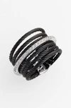 Alorr Alor 7-row Cable & Diamond Ring In Black