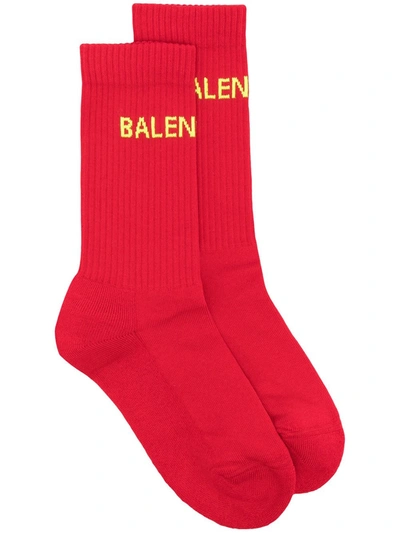 Balenciaga Tennis Ribbed Ankle Socks In Red