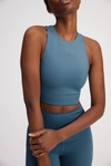 Girlfriend Collective Dylan Longline Racerback Sports Bra In Blue