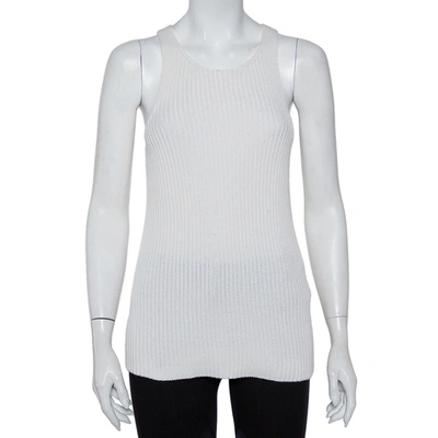 Pre-owned Joseph White Cable Knit Cotton Racer Back Detail Tank Top Xs