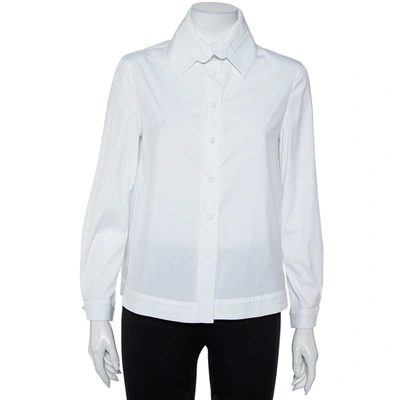 Pre-owned Emporio Armani White Cotton Extended Collar Detail Button Front Boxy Shirt M