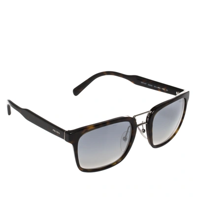 Pre-owned Prada Brown Tortoise Spr 14t Square Sunglasses In Grey