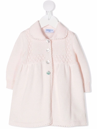 Siola Babies' Long Knitted Cardigan In Pink