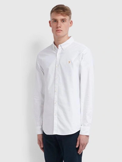 Farah Steen Slim Fit Textured Shirt In Off White