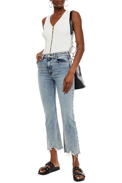 Rag & Bone Nina Distressed Acid-wash High-rise Kick-flare Jeans In Mid Denim