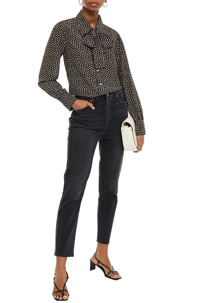 Re/done Cropped Faded High-rise Slim-leg Jeans In Black